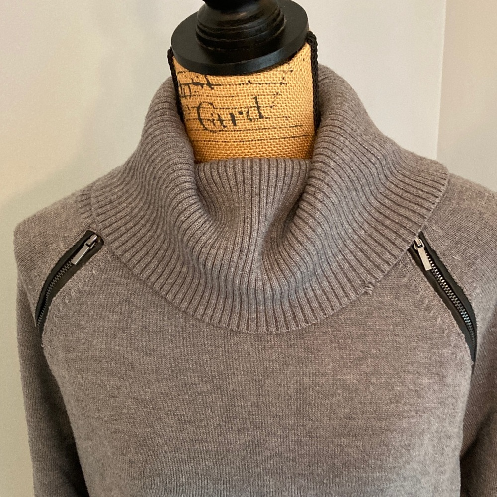 Bebe Gray Turtleneck Sweater Dress Women Size Medium - Picture 2 of 14